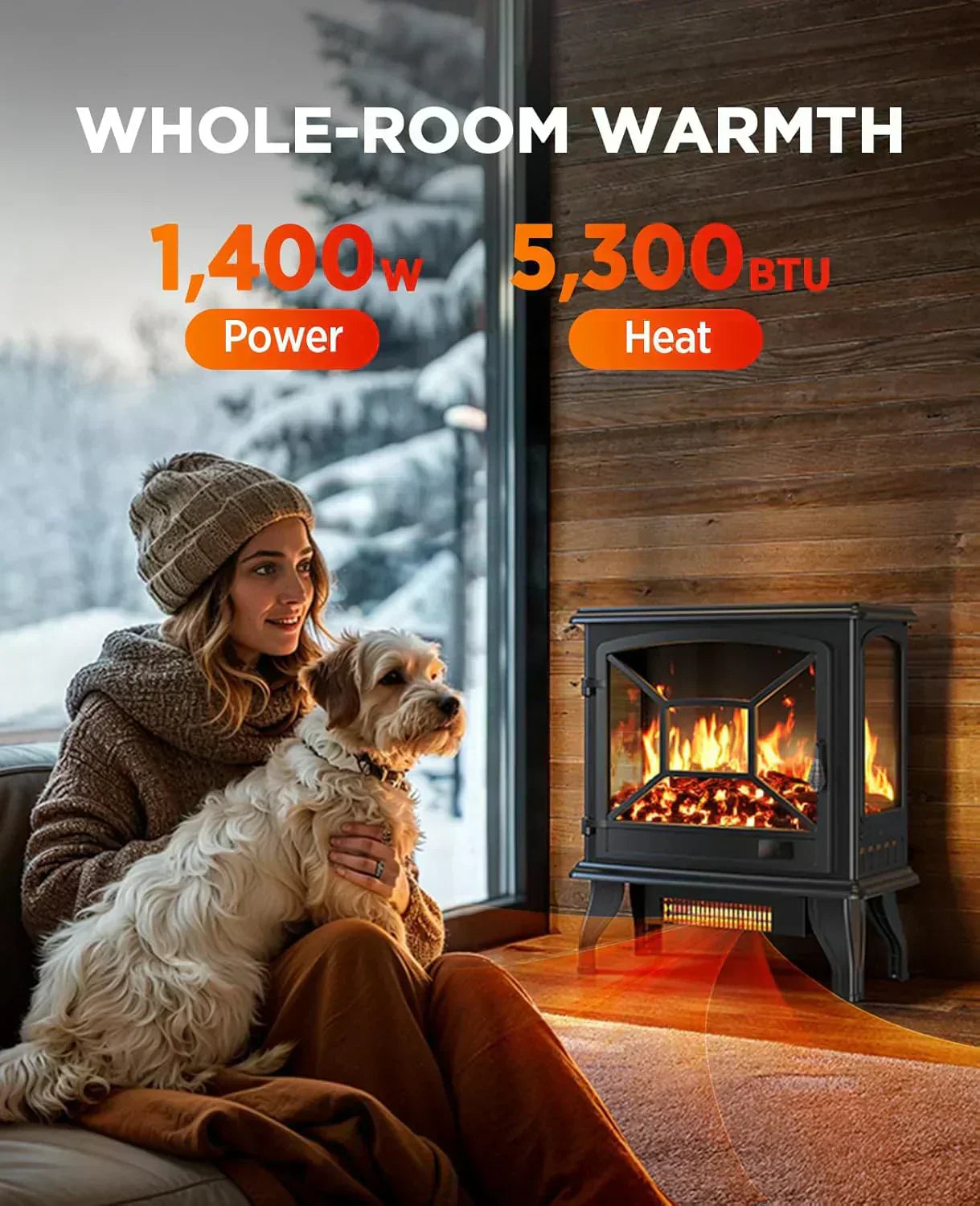 50 Smart Electric Fireplace 5300 BTU Heat Output Wall-Mount Built-In Electric Fireplace