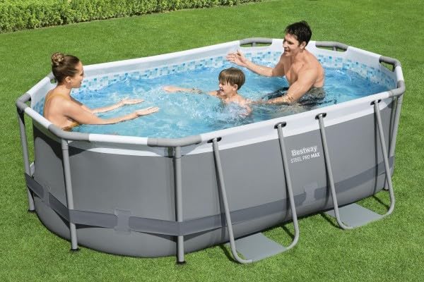 Power Steel 14' x 8'2 x 39.5 Oval Above Ground Pool Set Includes 530gal Filter Pump Ladder