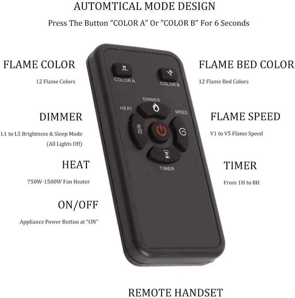 R.W.FLAME 60 Recessed and Wall Mounted Electric Fireplace Low Noise Fit for 2 x 6 Stud