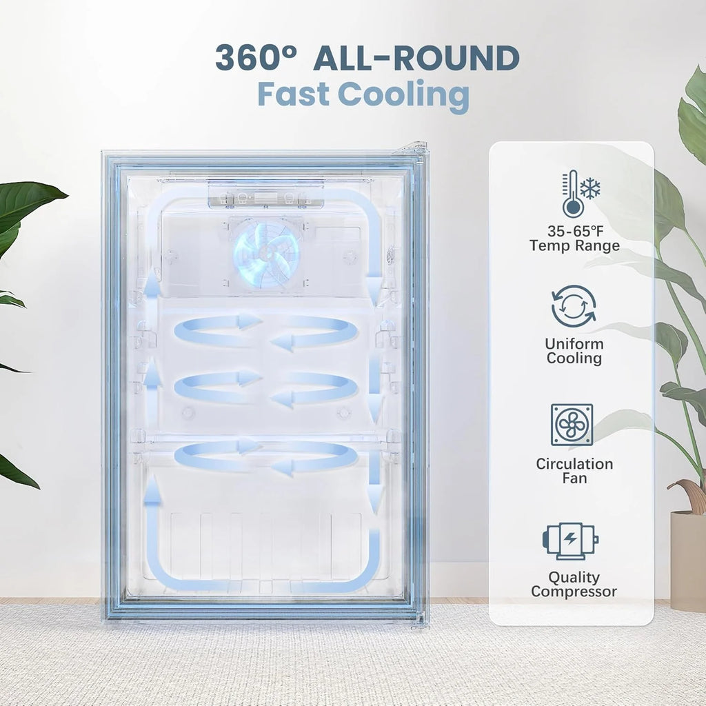 Beverage Refrigerator Cooler-120 Cans Freestanding Mini Fridge Cooler with Glass Door