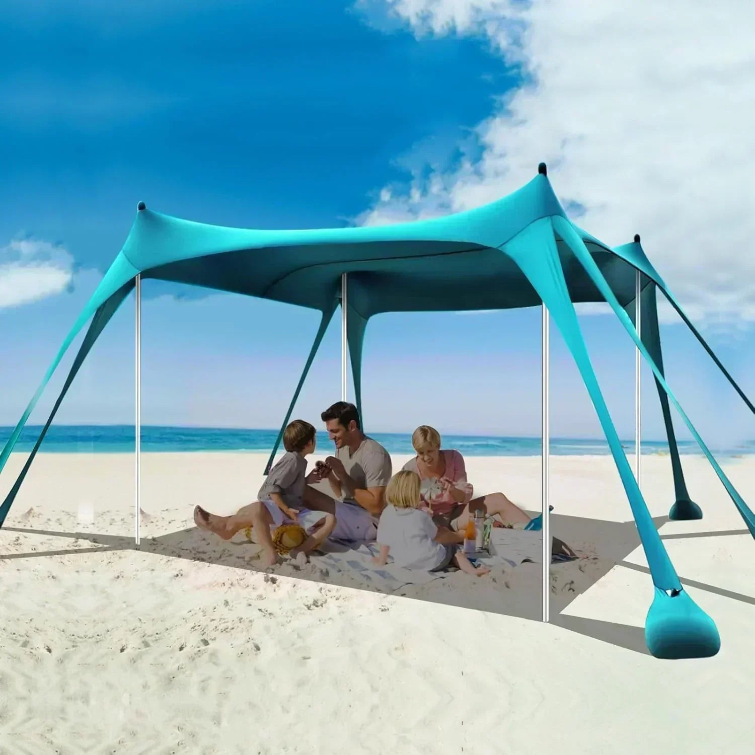 Beach Tent Sun Shelter 10 x 10 FT Beach Canopy Tent Sun Shade Heavy Duty UPF50+ Beach Tent