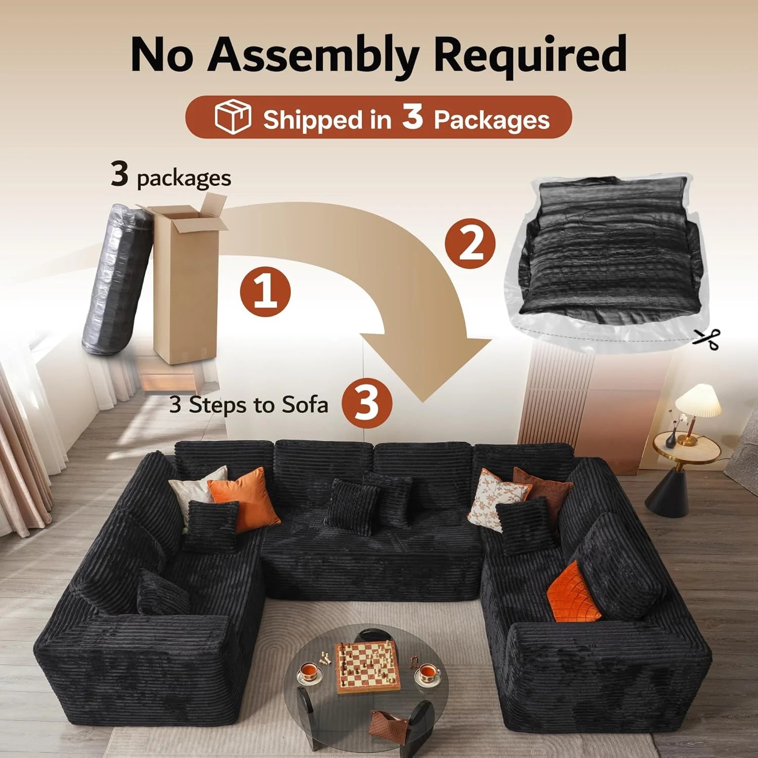 Ovios 104 Cloud Section Sofa L-shaped lounge chair, modern modular sofa