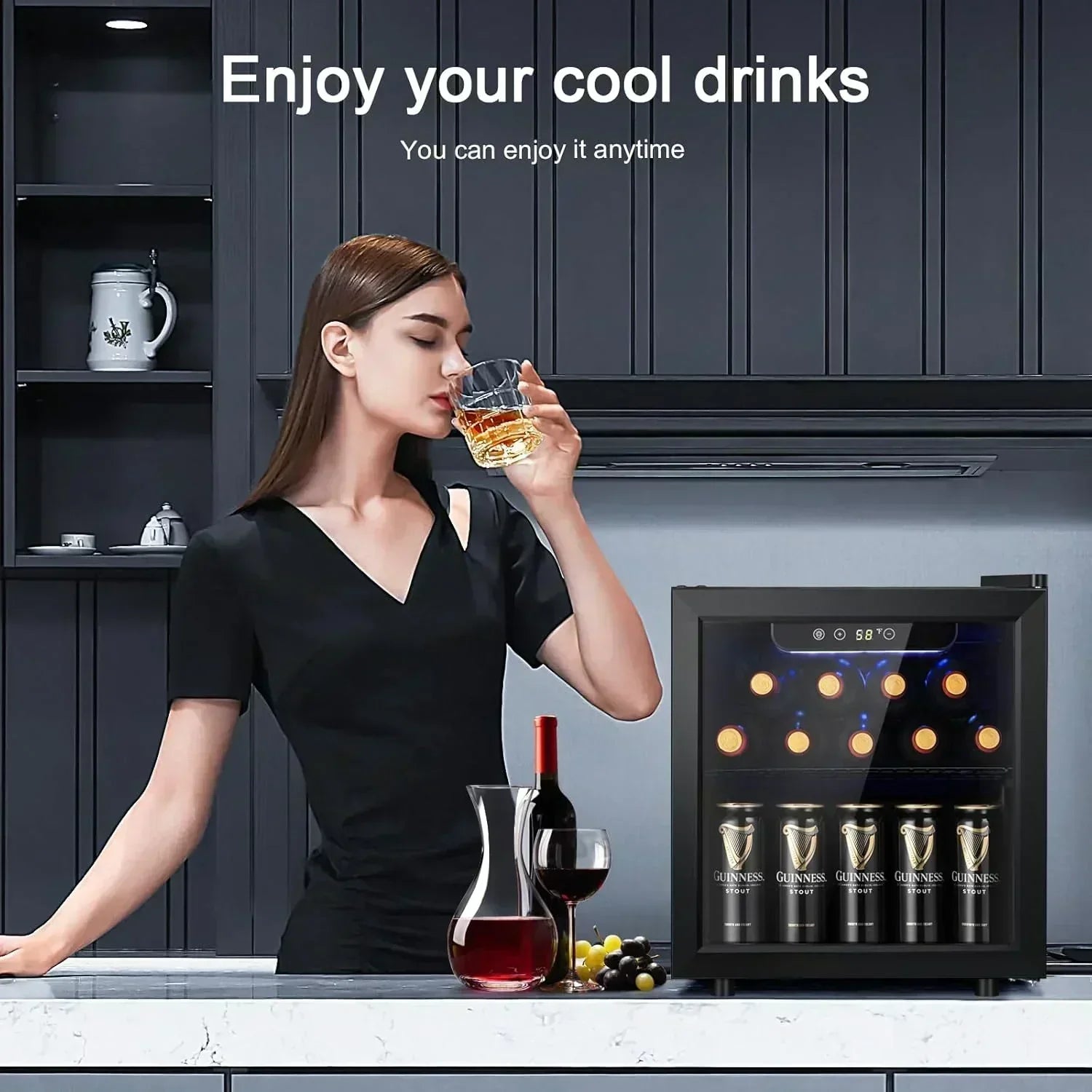 Antarctic Star 26 Bottle 130 Can Wine Cooler/Cabinet Beverage Refrigerator Cellar Beer Clear Glass