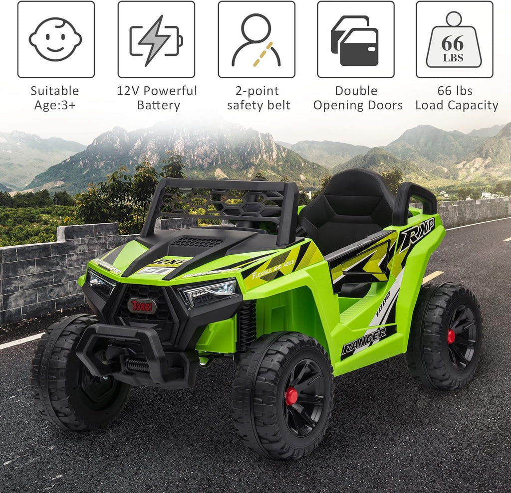 TOBBI 12V Kids Ride on Car Electric Off-Road UTV Truck with Diverse Functions Double Open Doors
