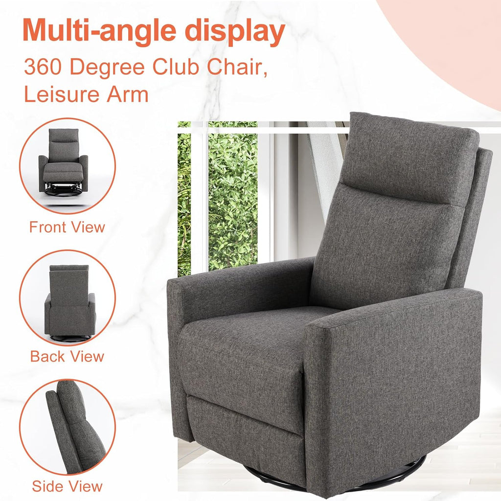 Sweetcrispy Massage Recliner Chair for Adults, Adjustable Home Theater Seating with Lumbar Support for Living Room, Modern Fabric Reclining, Pure Black