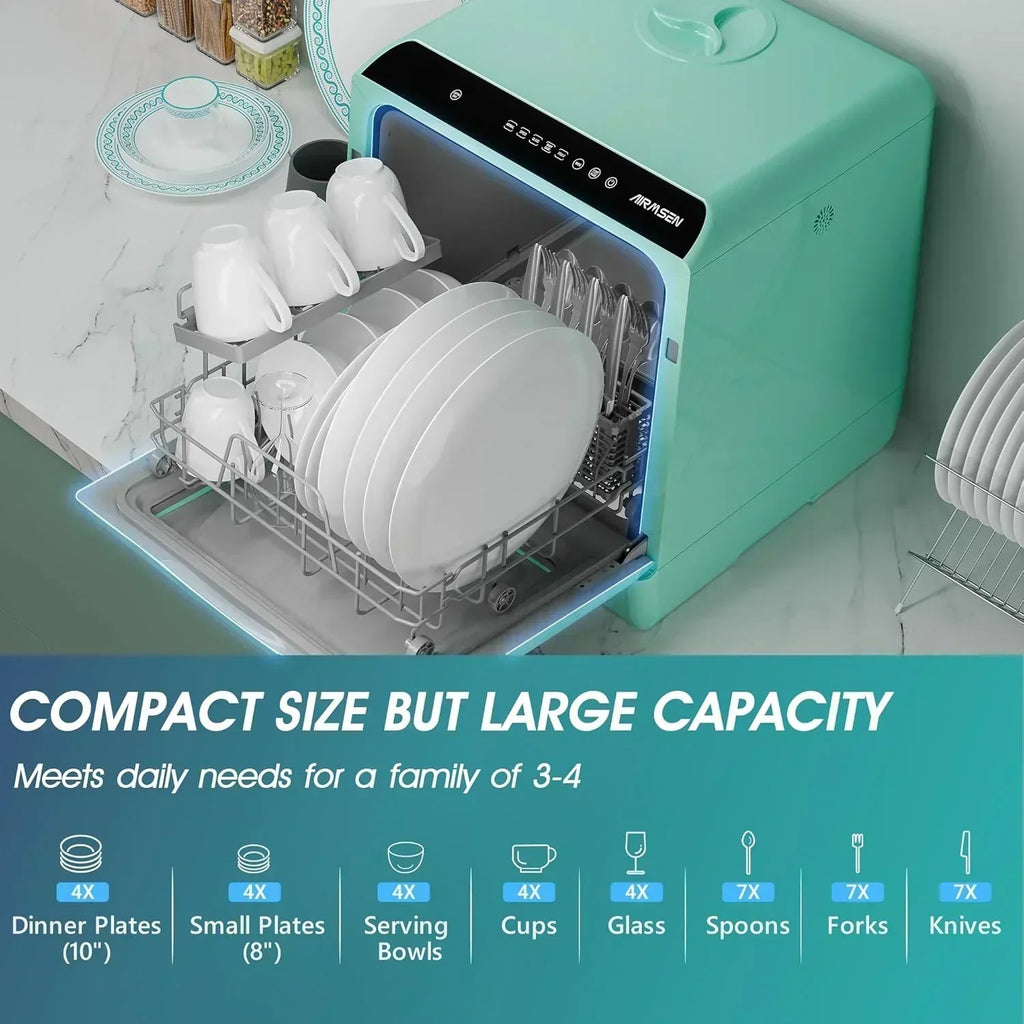 AIRMSEN portable tabletop dishwasher 5 washing programs mini dishwasher