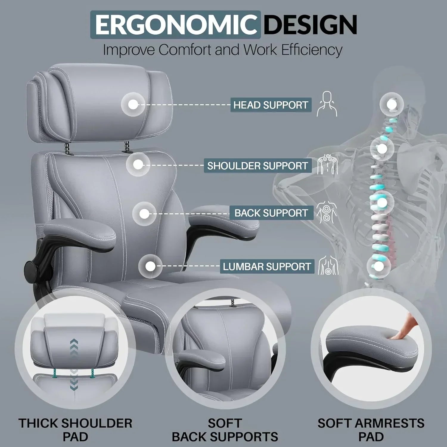 Office Chair Large High-Foot Computer Desk Chair Chair Lumbar Support Rotating Computer Chair