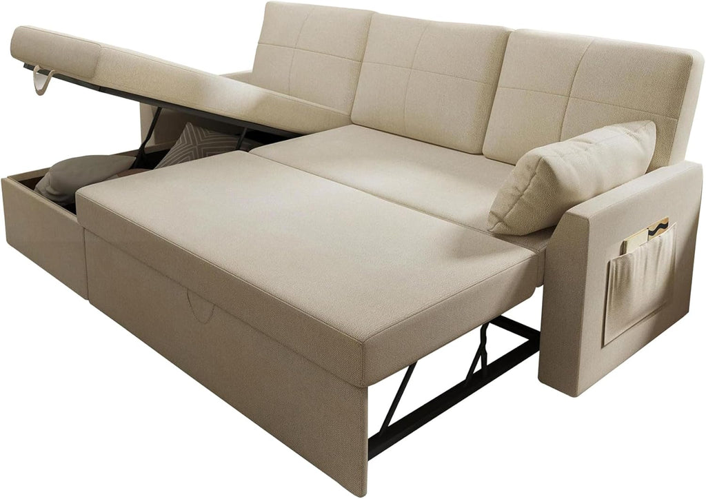 VanAcc Sofa Bed Sleeper Sofa with Storage Chaise 2 in 1 Pull Out Couch Living Room