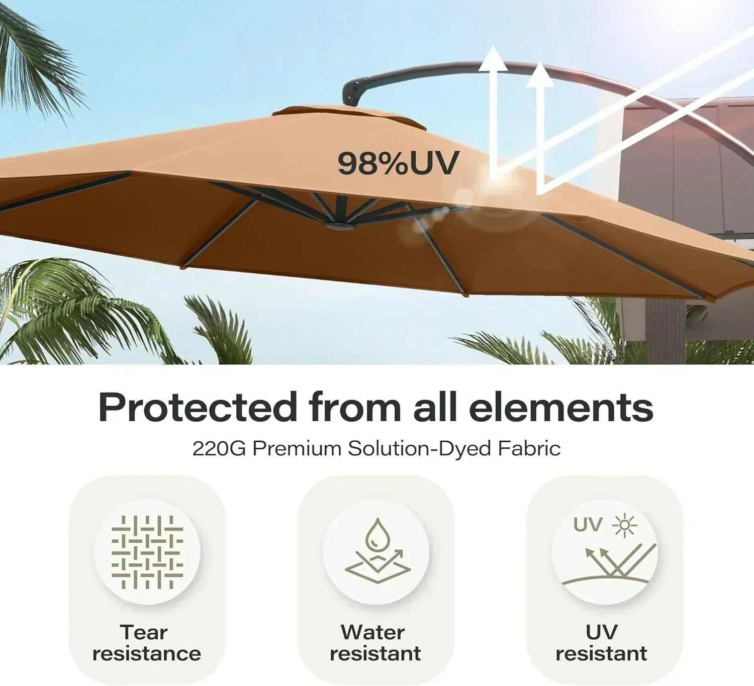 LAUSAINT HOME Outdoor Patio Umbrella with Base included 11 FT Deluxe Curvy Cantilever Umbrella