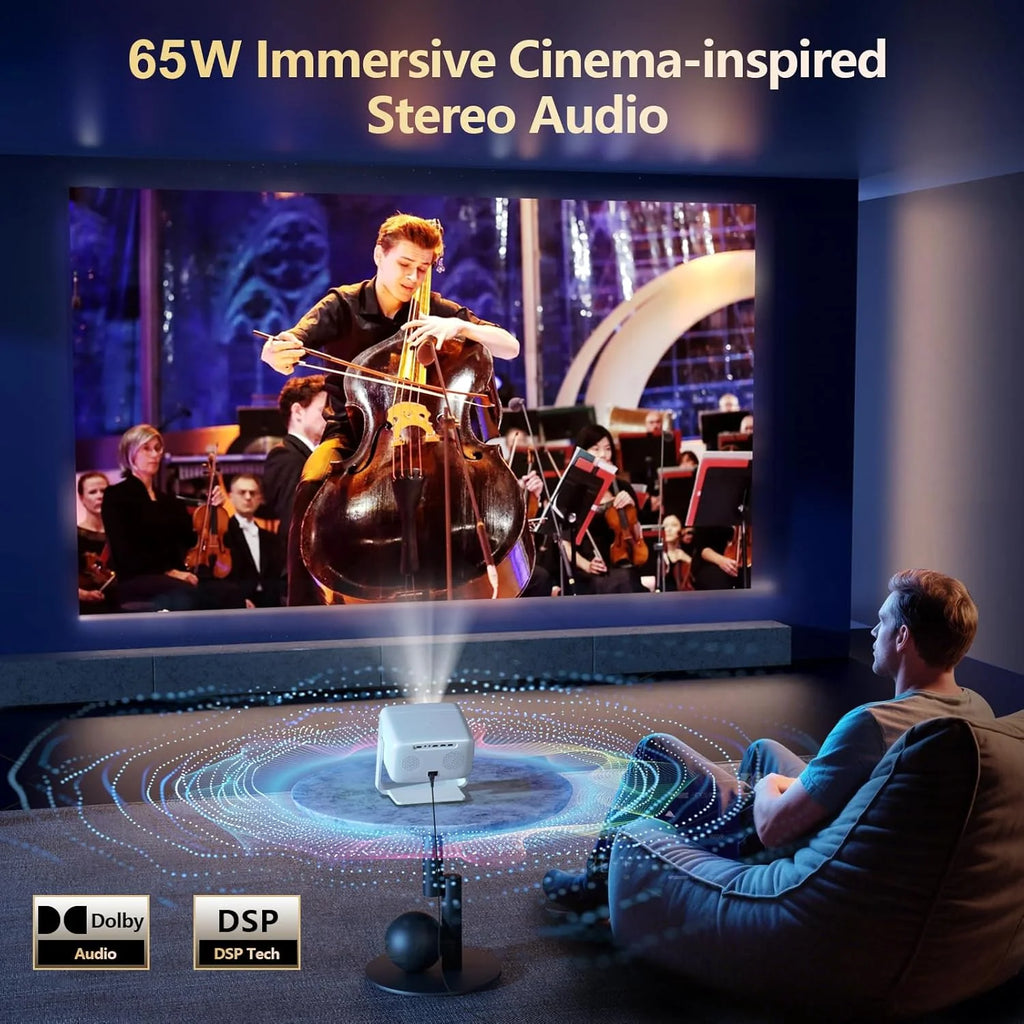 [3000+ Licensed Apps/Live TV/HDR10+/50W DoIby Audio] Smart 4K-Projector with WiFi