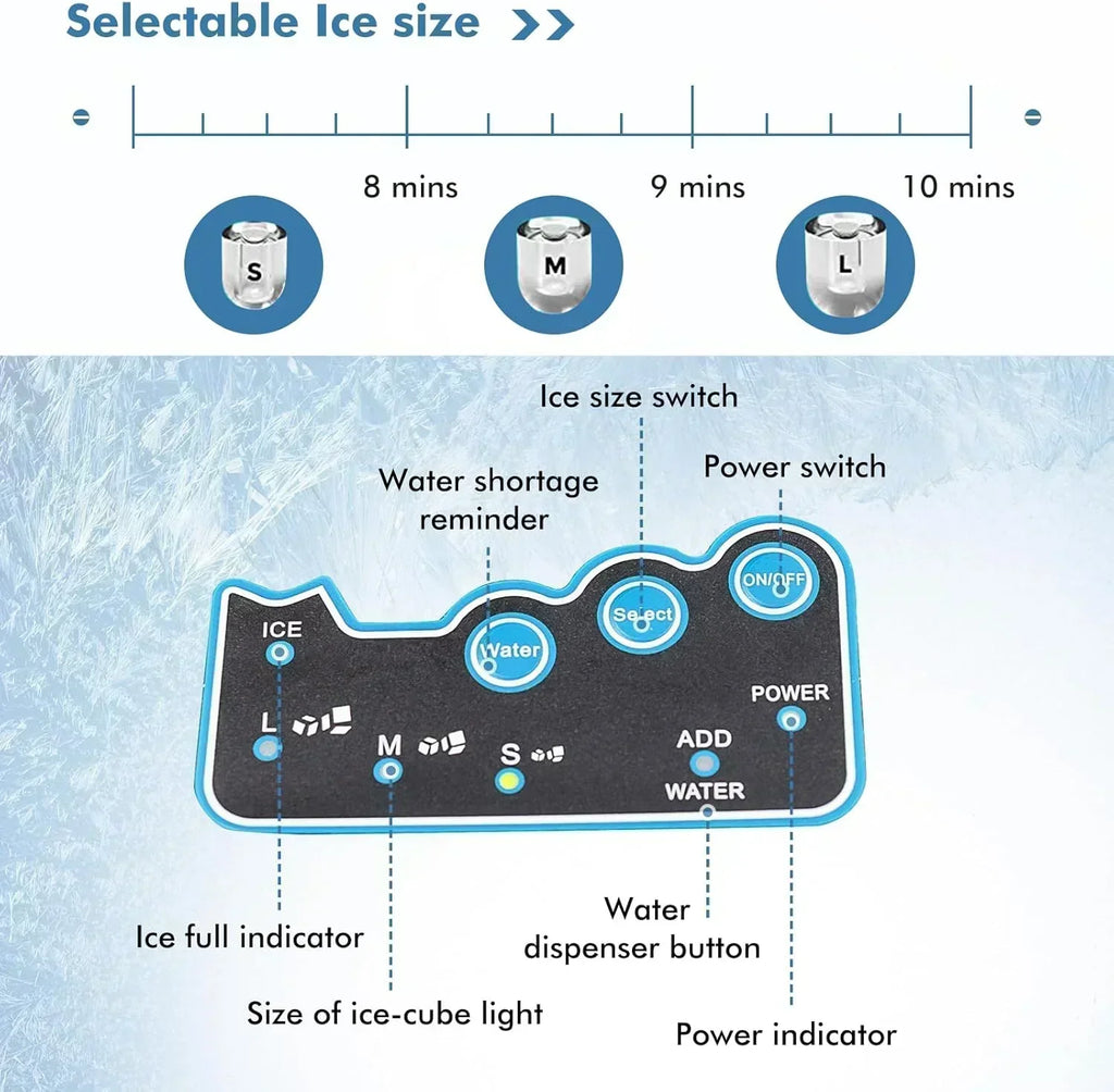 COSTWAY Countertop Ice Maker with Water Dispenser 3 Sizes Bullet Shaped Ice 48lbs/Day