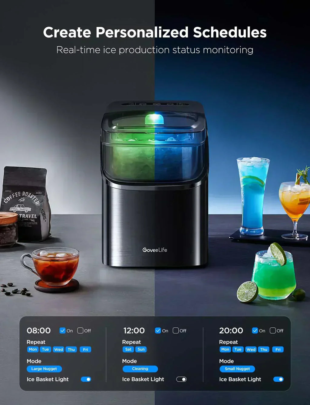 GoveeLife Smart Ice Maker Countertop Portable Ice Machine with Voice Control 9 Ice Cubes