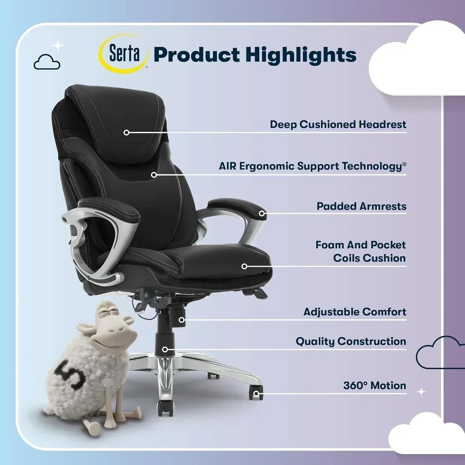 Executive office chair ergonomic computer desk and chair
