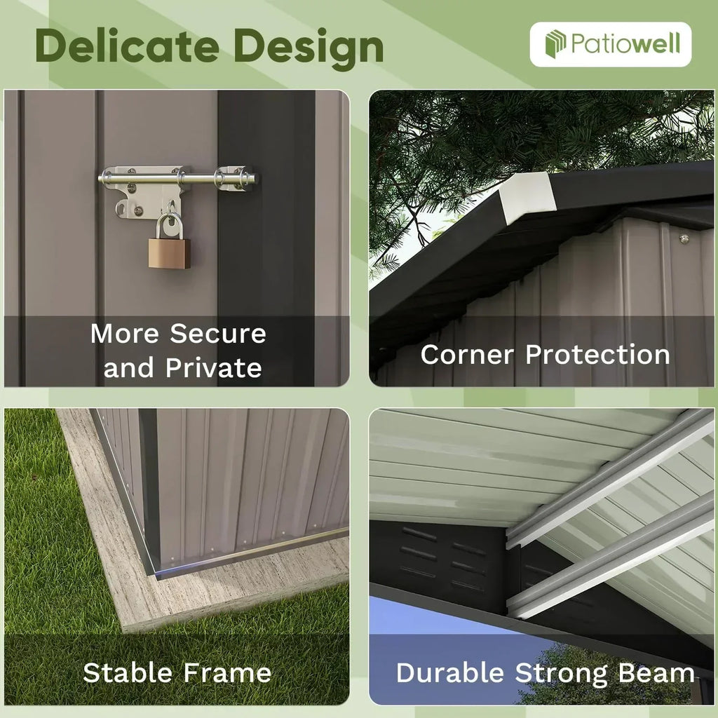 Patiowell 5x3 FT Outdoor Storage Shed Tool Shed with Sloping Roof and Lockable Door Metal Shed
