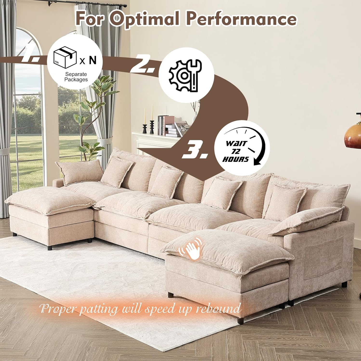 108 U-shaped sofa modular sofa three-seater comfortable cloud sofa