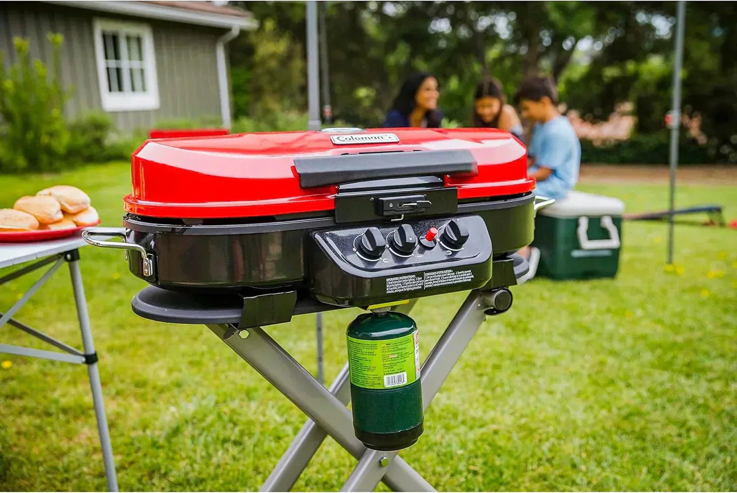 RoadTrip 285 Portable Stand-Up Propane Grill with 3 Adjustable Burners Instastart Ignition 20,000 BTUs