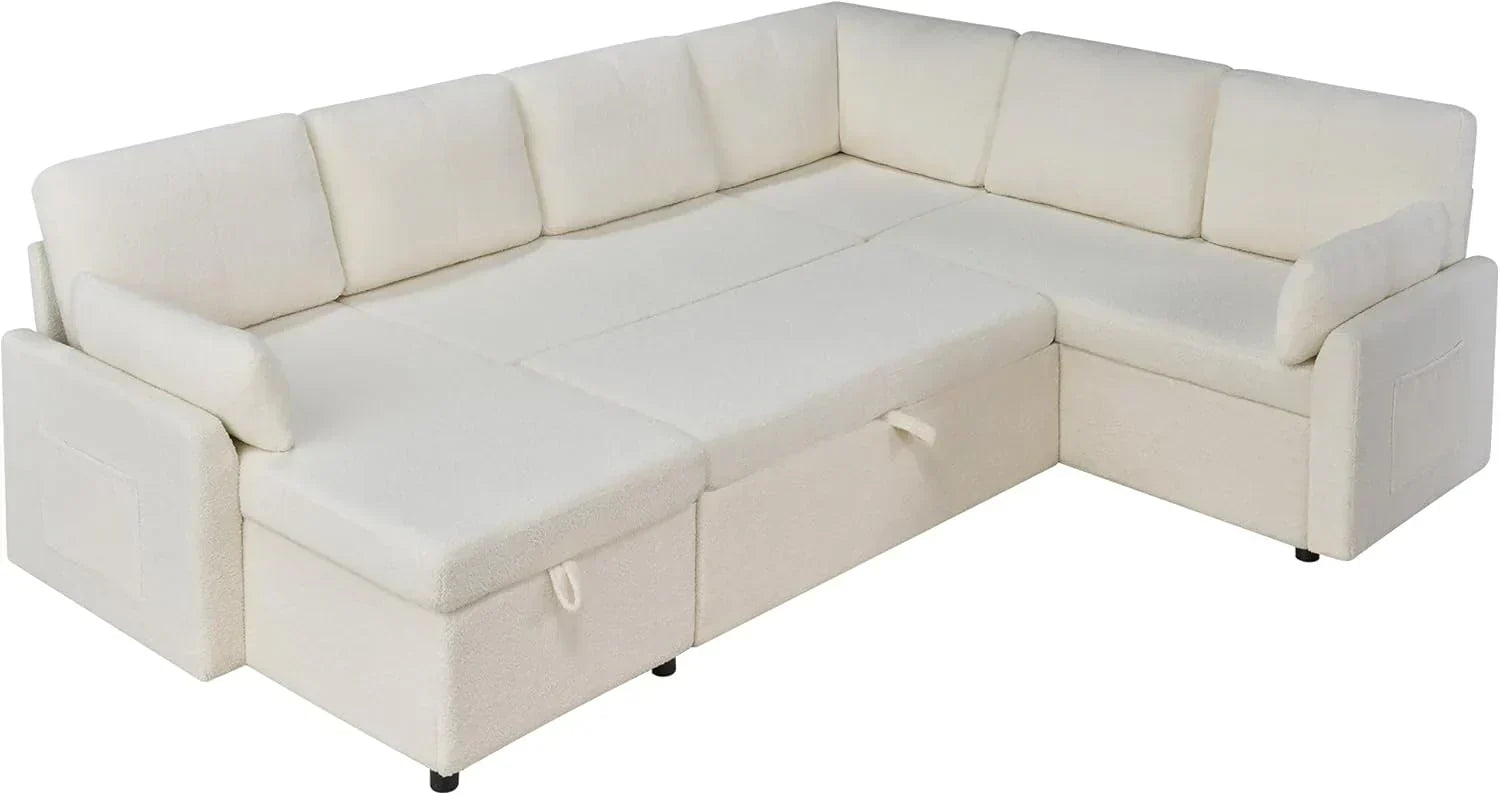VanAcc Sofa Bed Sleeper Sofa with Storage Chaise 2 in 1 Pull Out Couch Living Room