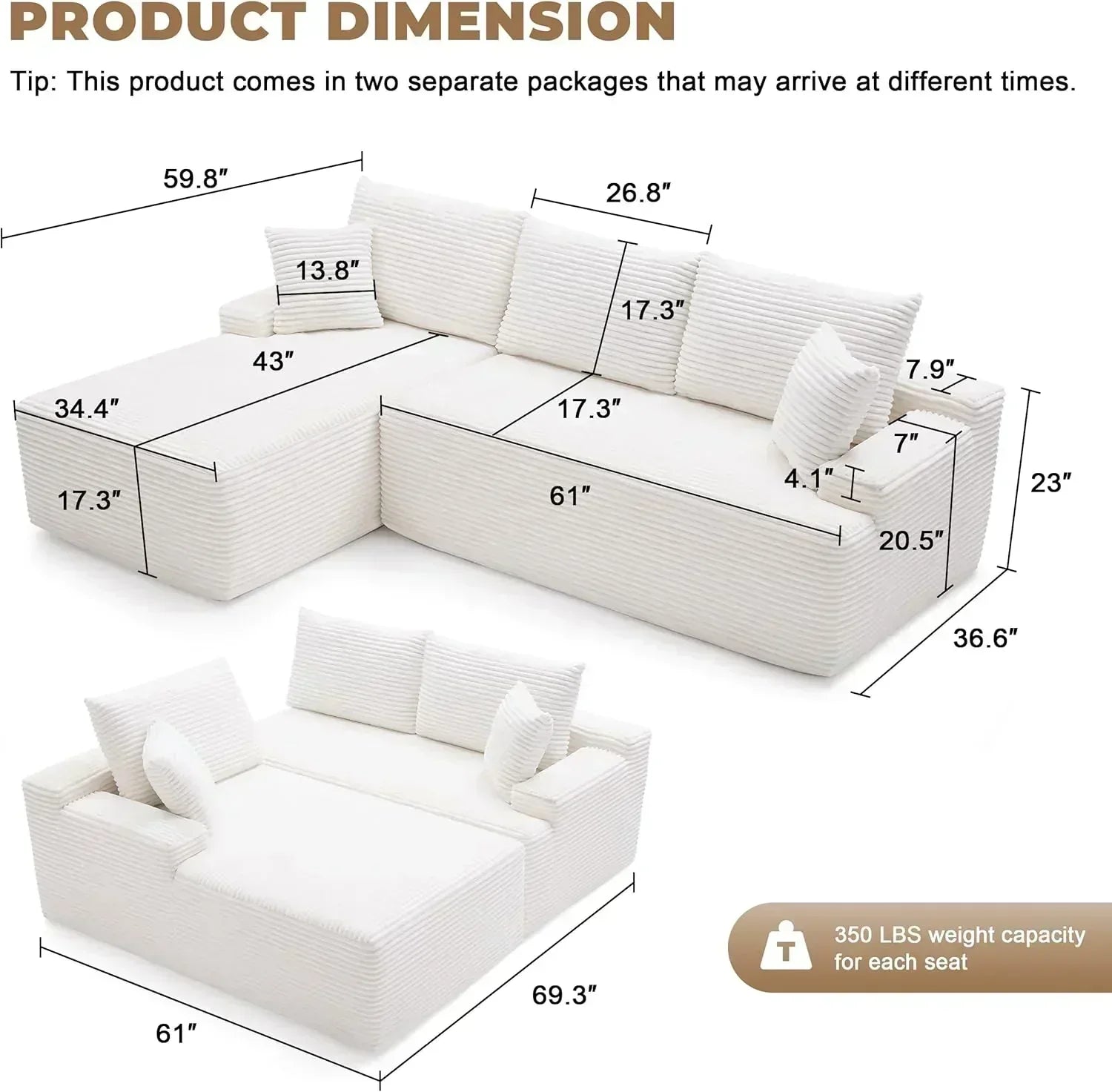 110-inch cloud sofa boneless sofa in the living room modular sofa with deep seats