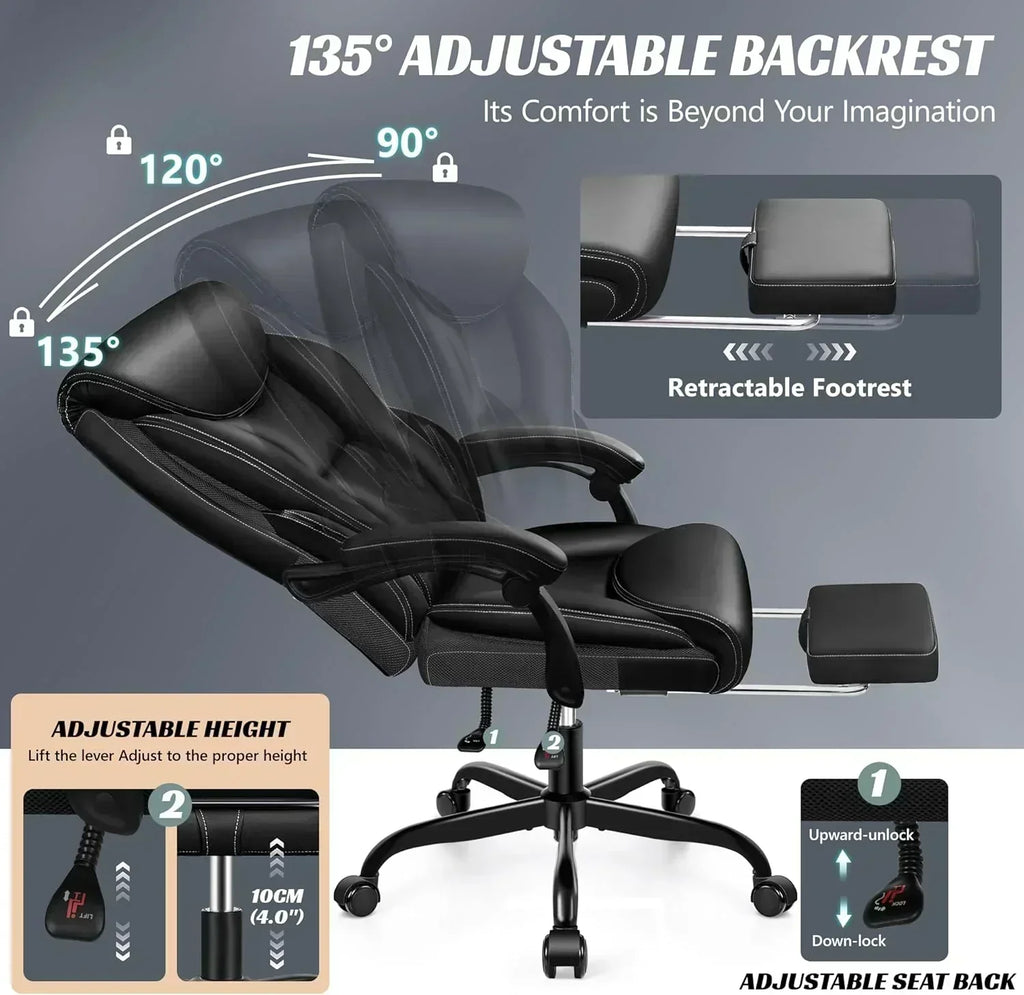 Office Chair Large High-Foot Computer Desk Chair Chair Lumbar Support Rotating Computer Chair