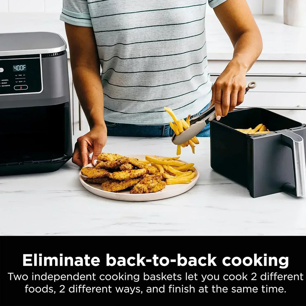 Ninja Foodi 6-in-1 FlexBasket Air Fryer with 7 QT MegaZone Basket Divider for Large Proteins