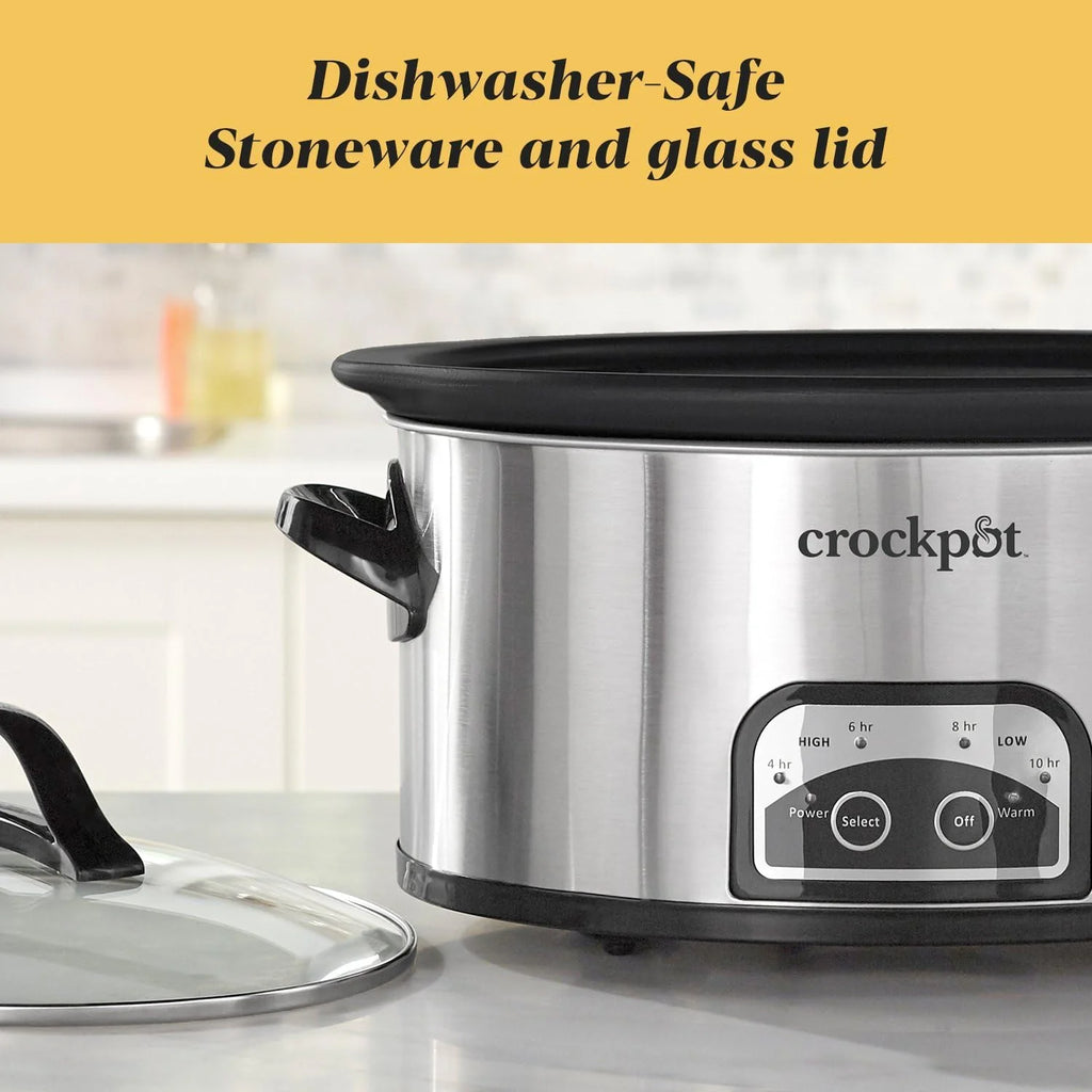 Large 8-Quart Programmable Slow Cooker with Auto Warm Setting Black Stainless Steel