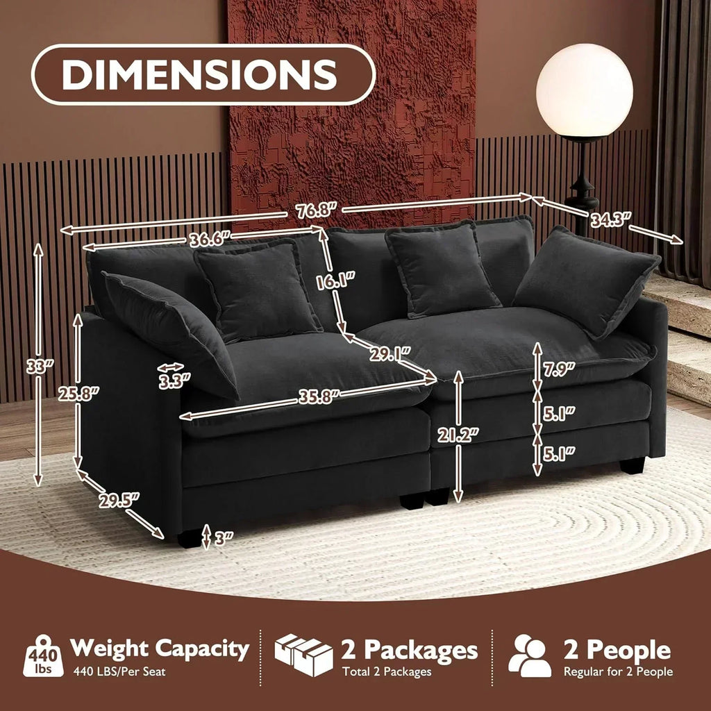 ihanherry 146-inch U-shaped modern sofa modular area cloud sofa