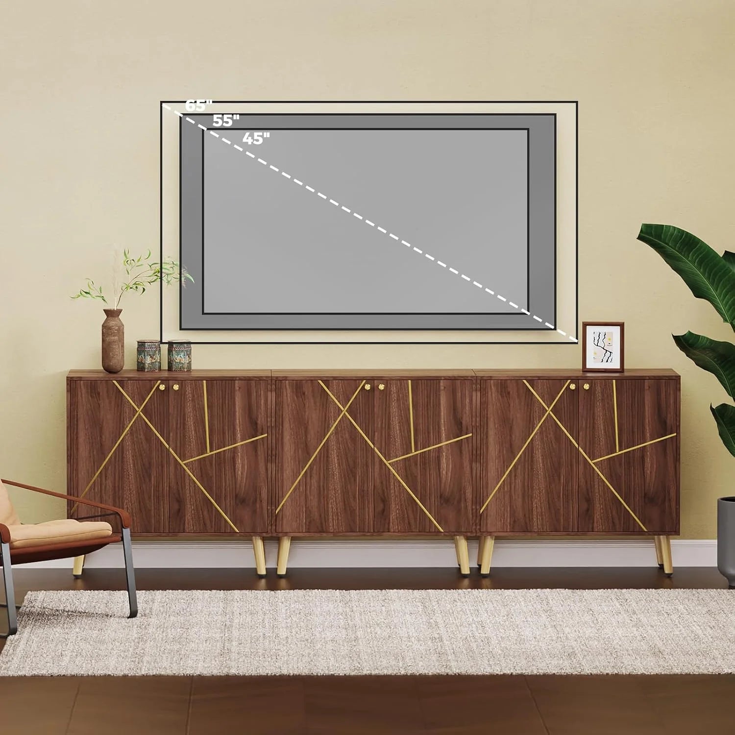 Free Standing Cabinet Black Wood for Living Room, Bedroom, Dining Room, Hallway, Entryway