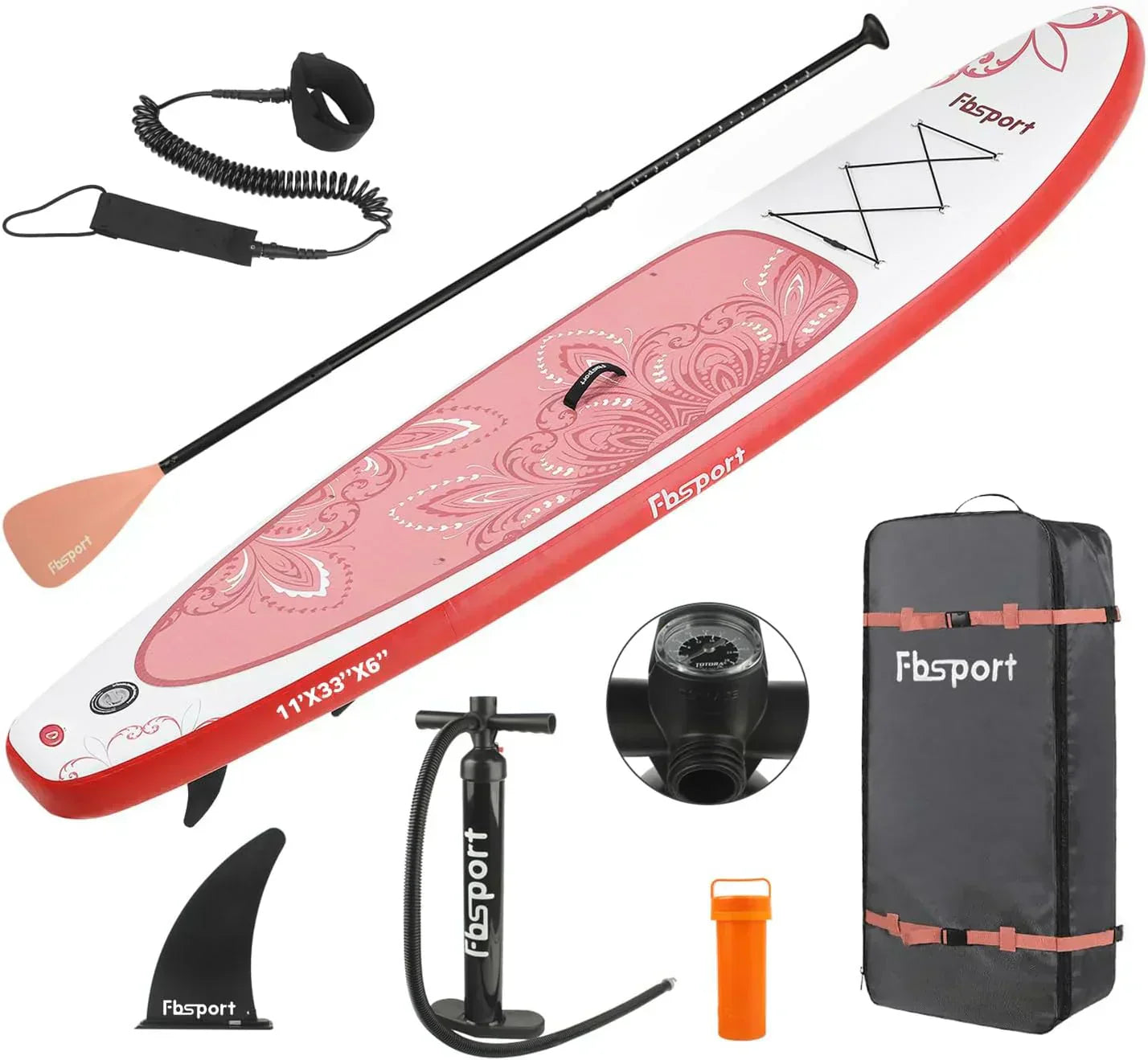 FBSPORT 11' Premium Stand Up Paddle Board Yoga Board with Durable SUP Accessories Carry Bag