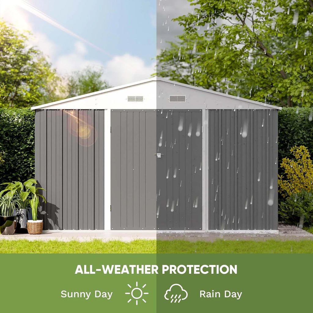 Patiowell 5x3 FT Outdoor Storage Shed Tool Shed with Sloping Roof and Lockable Door Metal Shed