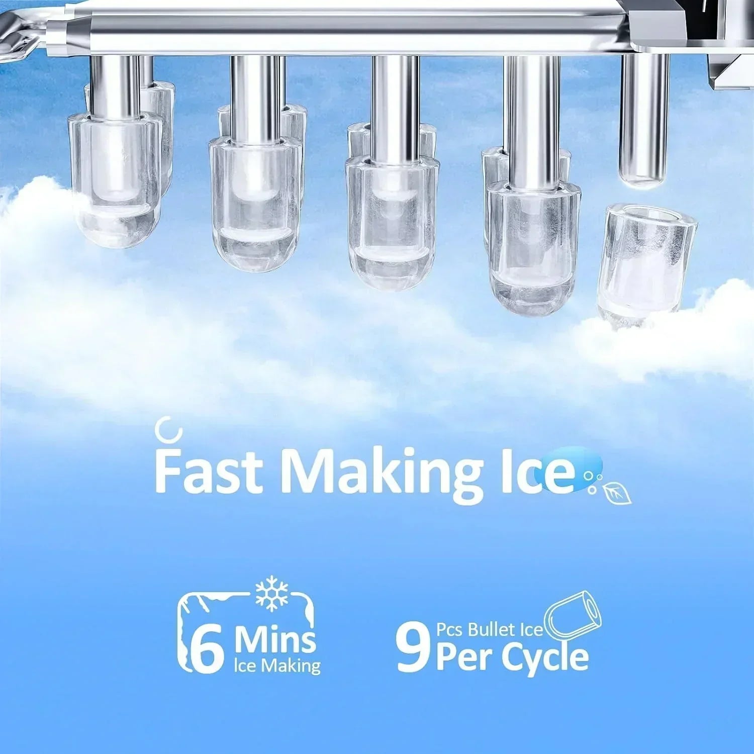Nugget Ice Makers Countertop Pebble Ice Machine with Chewable Pellet Ice Self-Cleaning