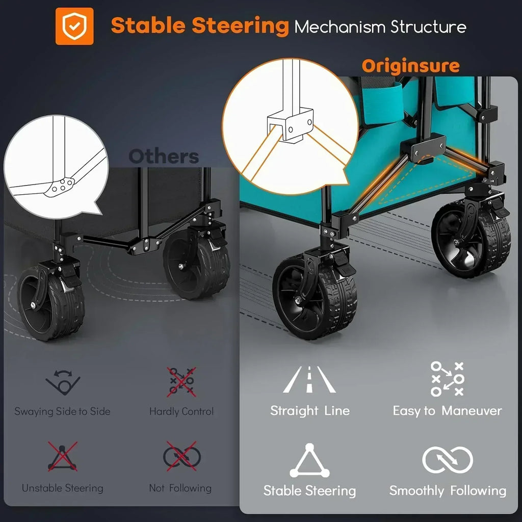 38 long foldable four-wheel stroller 460 lb capacity 220 liter folding beach stroller