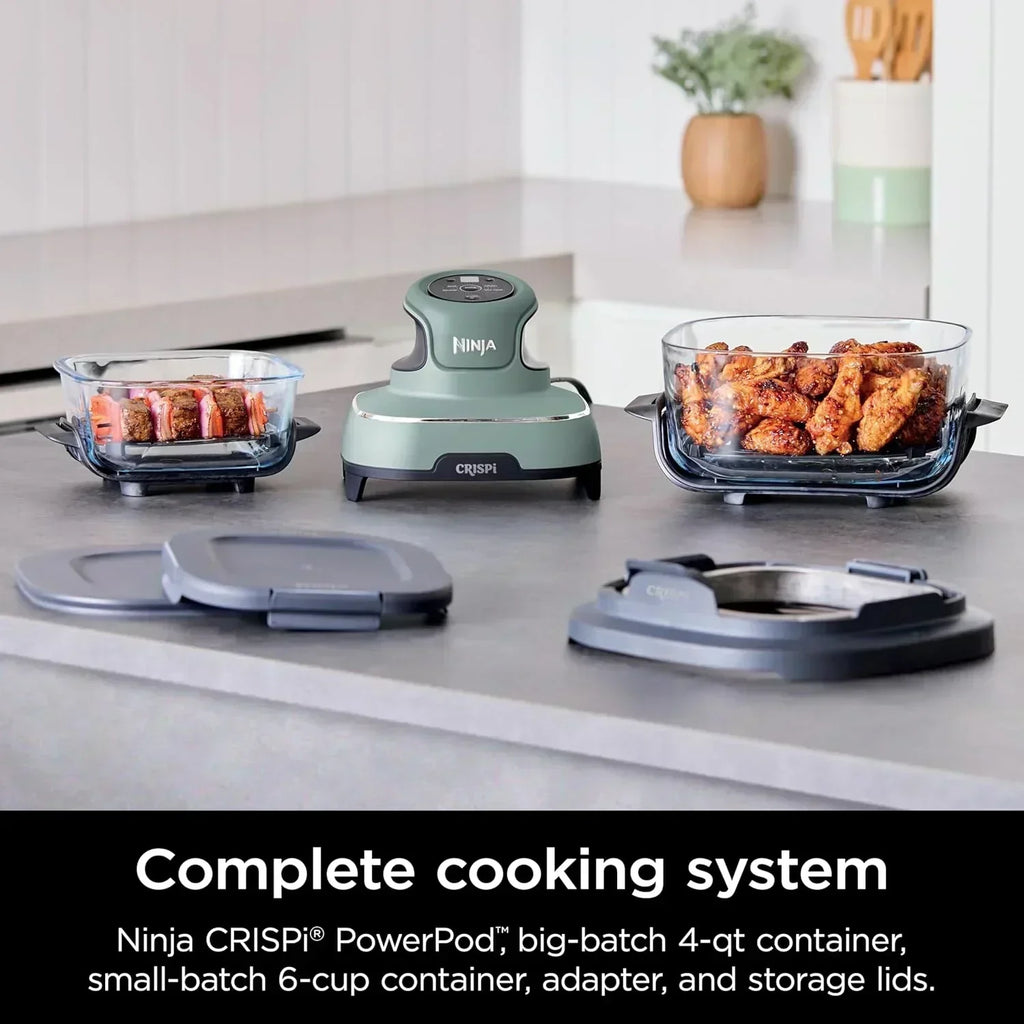 Ninja Crispi 4 in 1 Portable Glass Air Fryer Cooking System 4QT 6 Cup TempWare Glass Containers