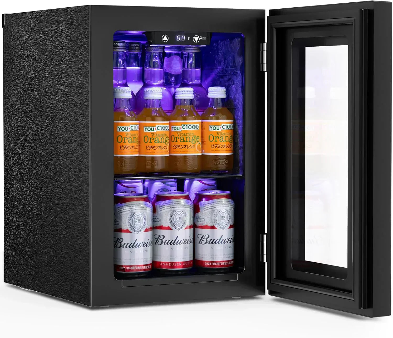Antarctic Star Beverage Refrigerator Cooler 68 Can Mini Fridge with Glass Door for Beer Drinks Wine
