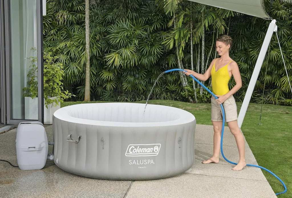 Bestway Palm Springs 4 to 6 Person EnergySense Smart AirJet Plus Inflatable Hot Tub Outdoor Spa with 140 AirJets and Insulated Cover