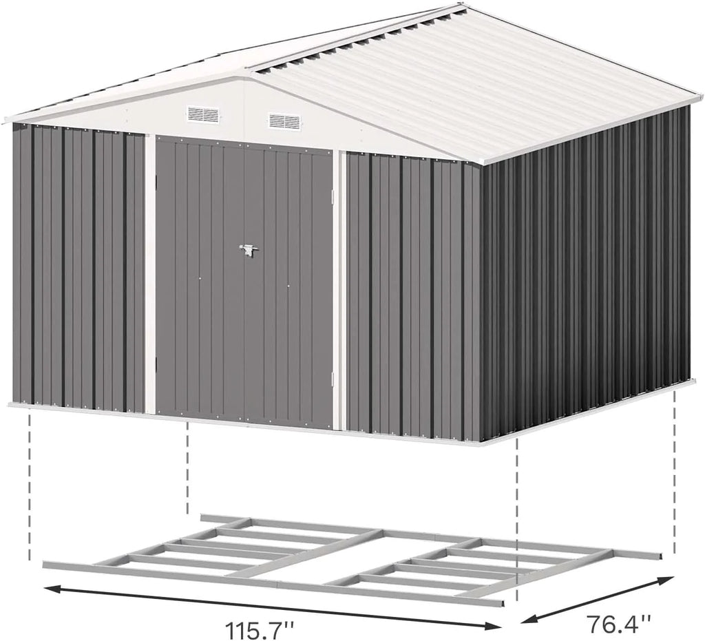 Patiowell 5x3 FT Outdoor Storage Shed Tool Shed with Sloping Roof and Lockable Door Metal Shed