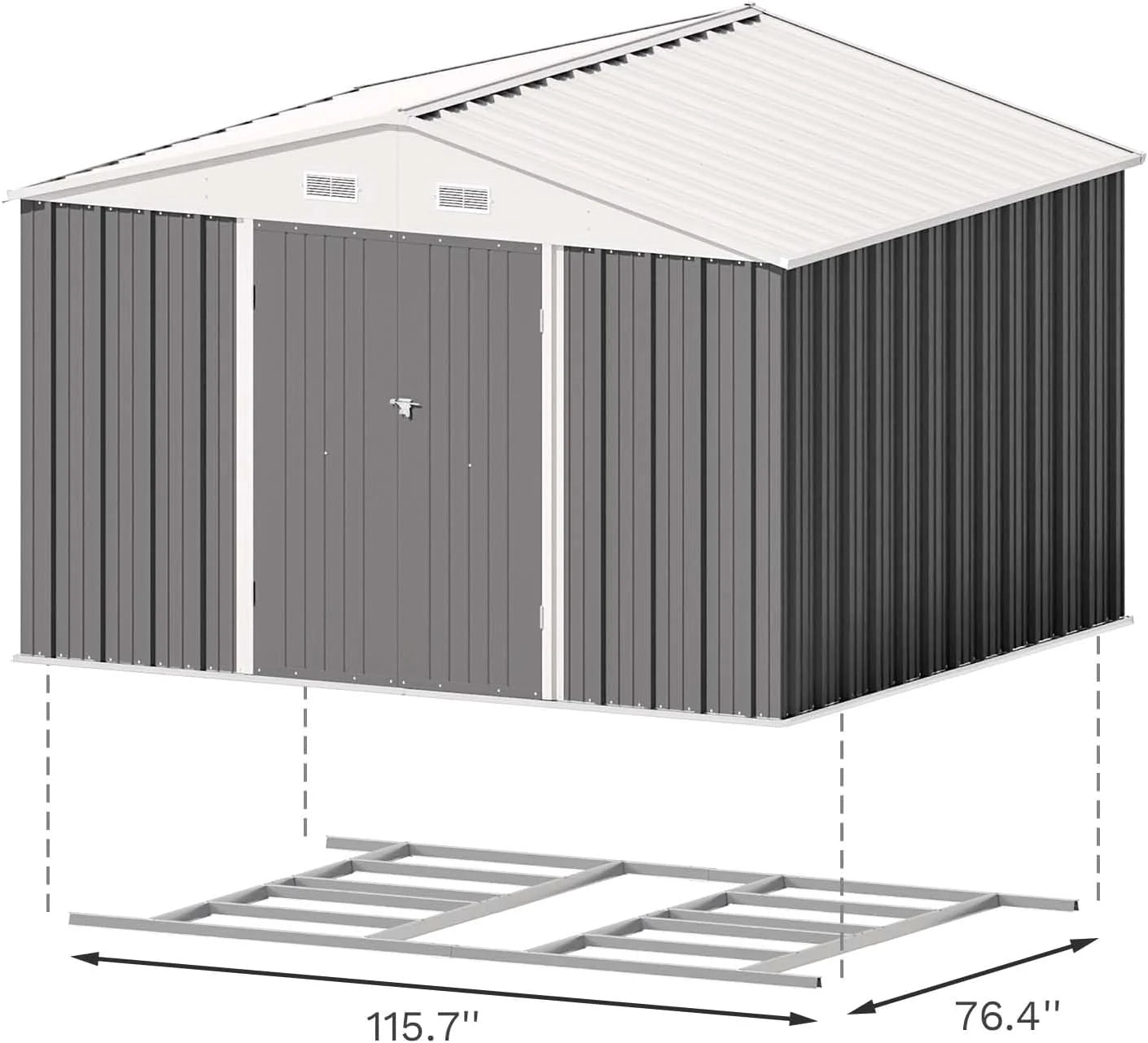 Patiowell 5x3 FT Outdoor Storage Shed Tool Shed with Sloping Roof and Lockable Door Metal Shed