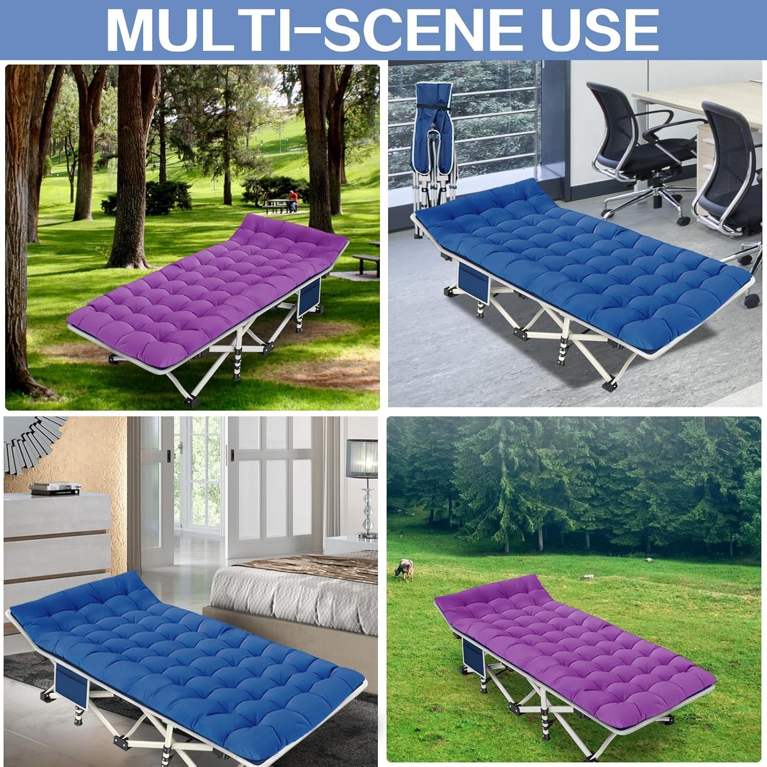 2 Pack Camping Cot with Mattress Comfortable Sleeping Cot Camping Cots for Adults 2 Person Folding Cot Heavy Duty Cots for Sleeping with Carry Bag Outdoor Indoor Home Vacation