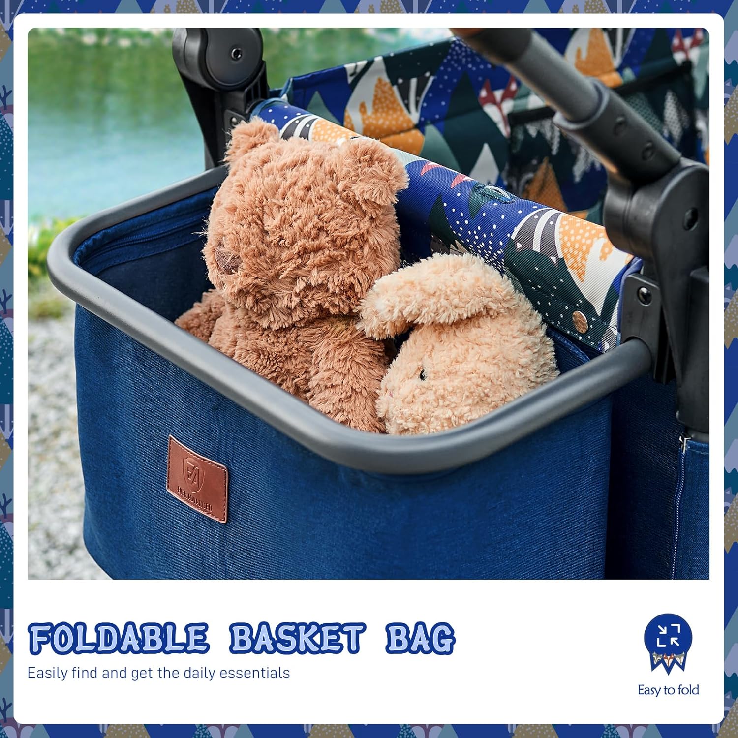 EVER ADVANCED Side-unzip Wagon Stroller for 2 Kids Push Pull Stroller with Adjustable Handle