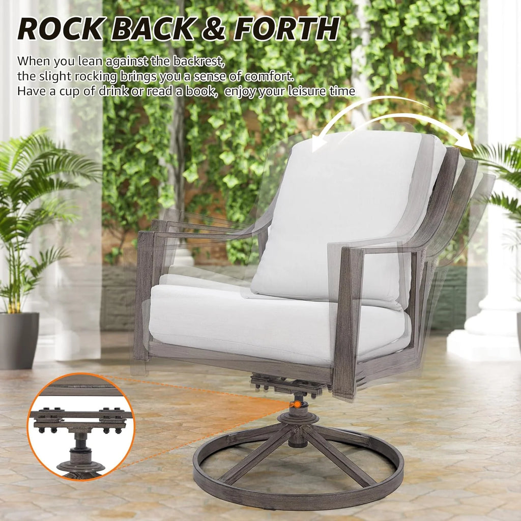 NATURAL EXPRESSIONS 5-Piece Outdoor Patio Dining Set 4pcs Patio Swivel Rocking Chairs