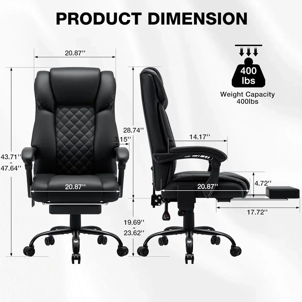 Massage office chair with heating function Reclining high back home office desk chair