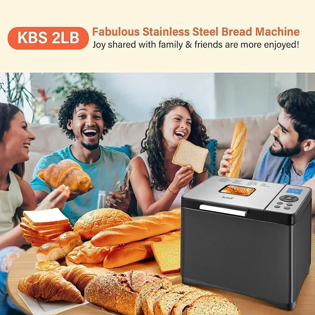 KBS 2LB Bread Maker 19-in-1 Automatic Stainless Steel Bread Maker with Ceramic Pot