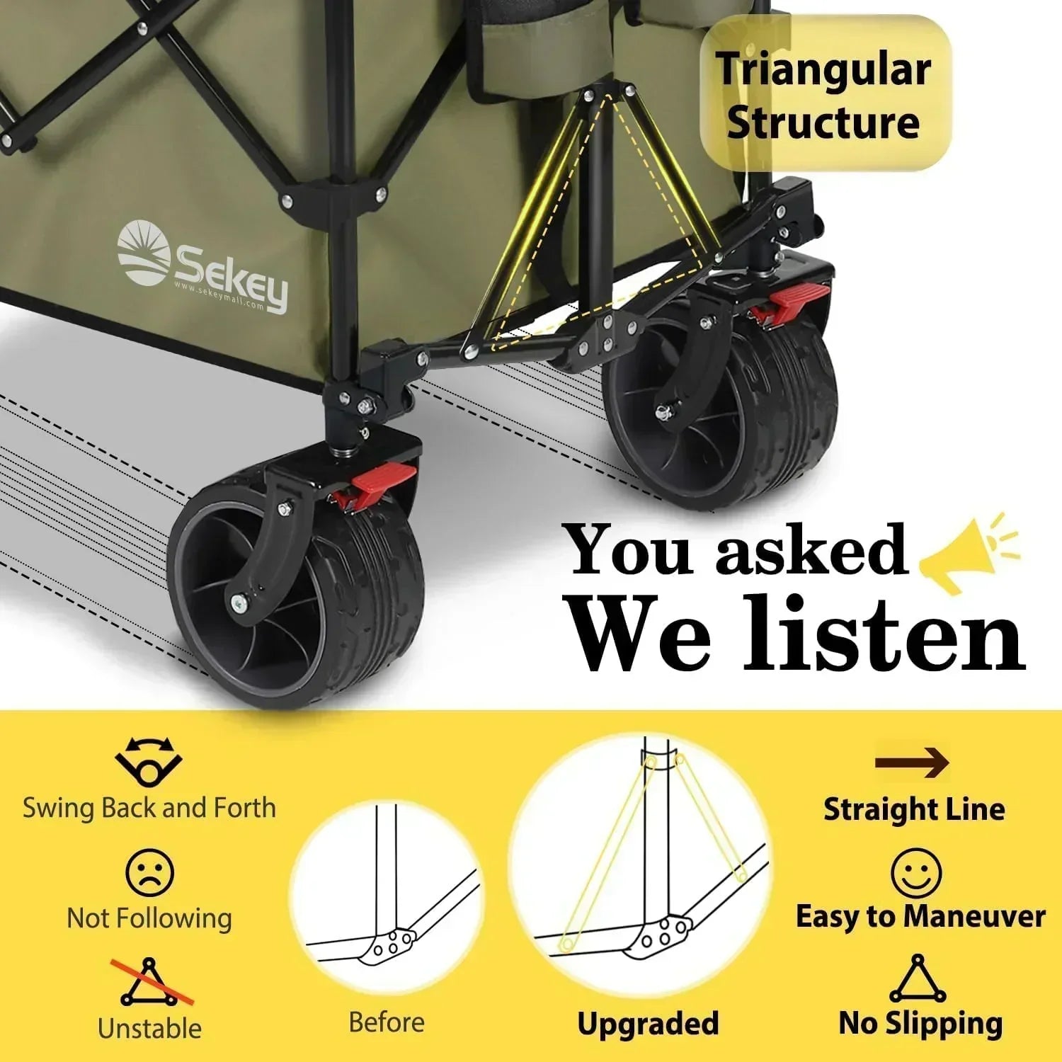 Sekey 48 Inch Long Foldable Extended Travel Cart 440 Lbs Folding Multi-Purpose Garden Cart