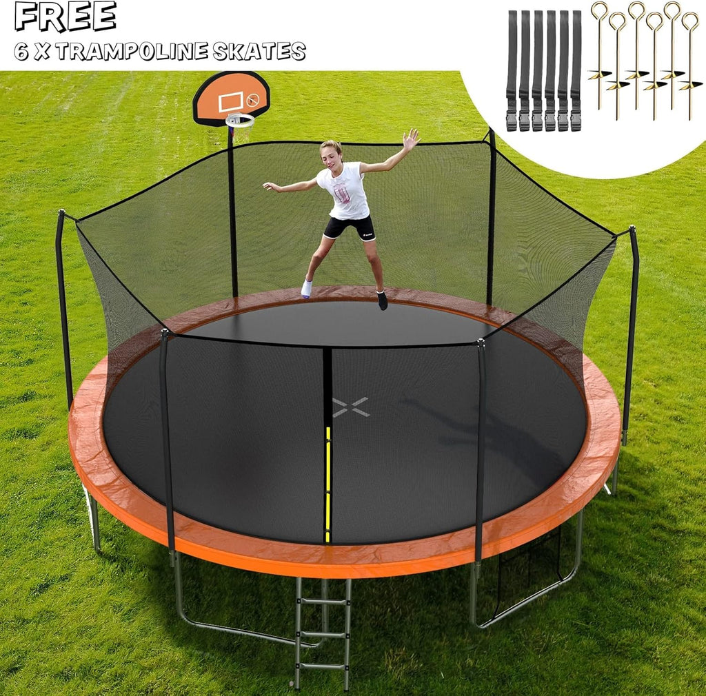 AOTOB 8FT 10FT 12FT 14 FT 15FT Trampoline with Safety Enclosure Net Outdoor Trampoline