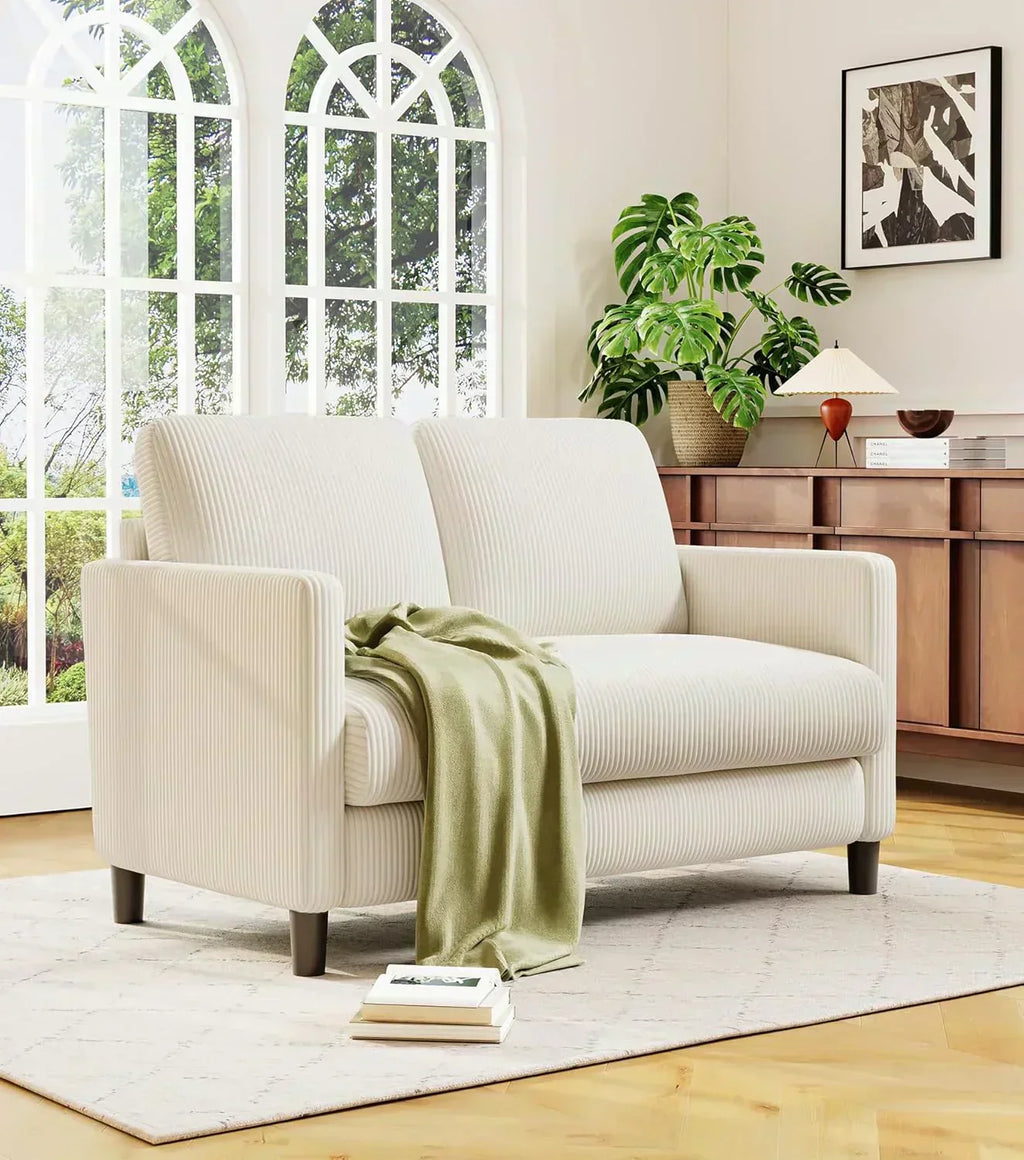 Loveseat Sofa 51 Love Seat Comfy Corduroy Small Loveseat Tool-Free Setup Couch