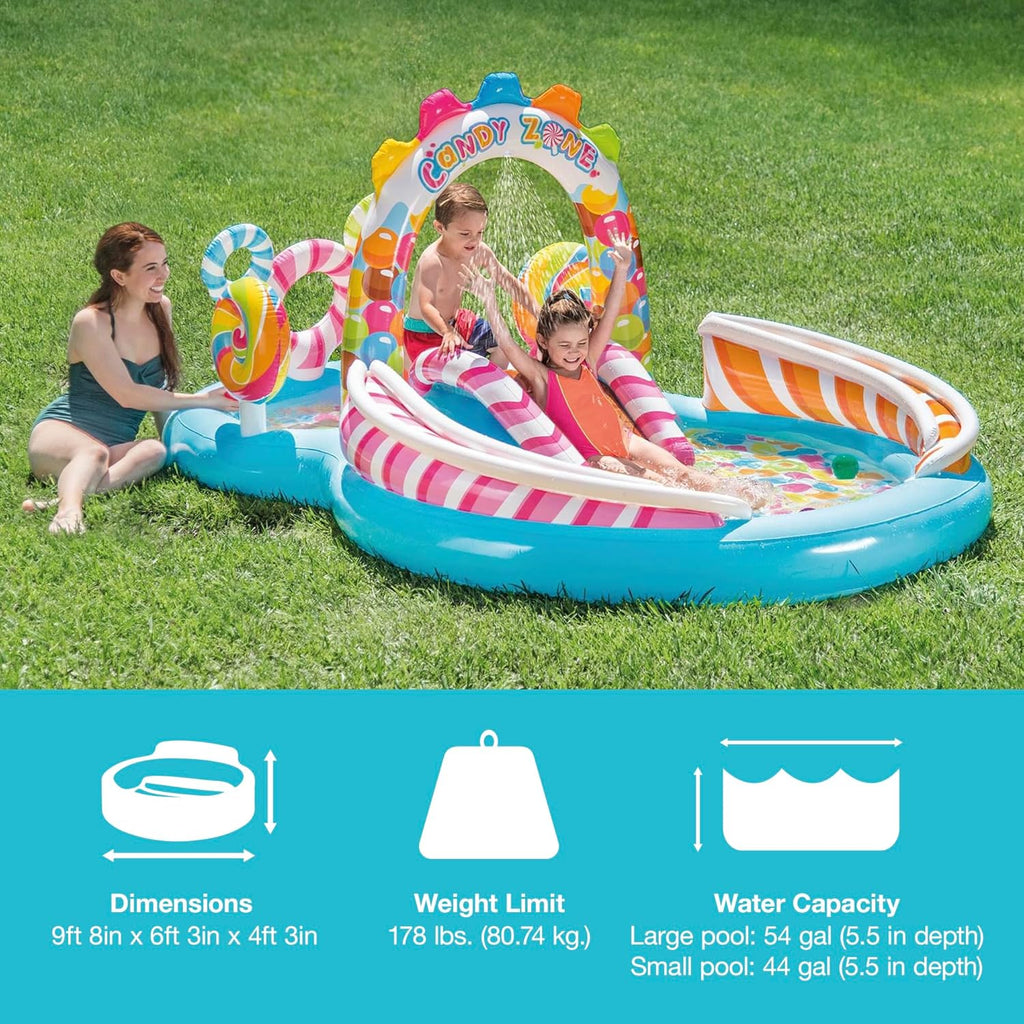 Intex 96 x 78 x 28 Inflatable Jungle Adventure Play Center Spray Kiddie Pool Water Slide