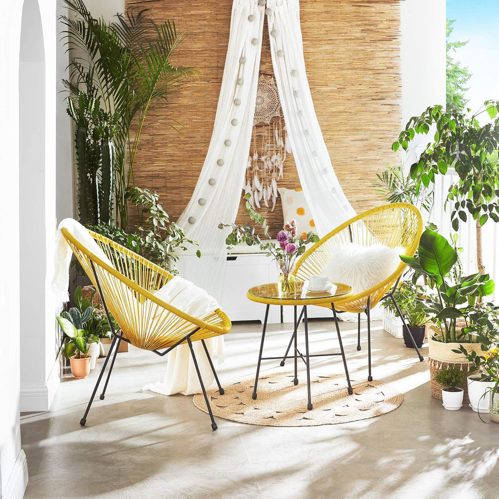 Outdoor Settee 2-Seat Garden Furniture with Backrest PE Rattan