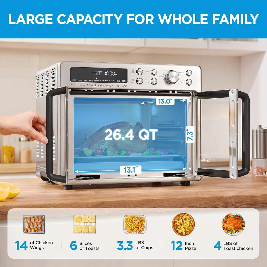 Midea Flexify French Door Toaster Oven Air Fryer Combo, 26.4 QT, Extra Large Air Fryer Countertop