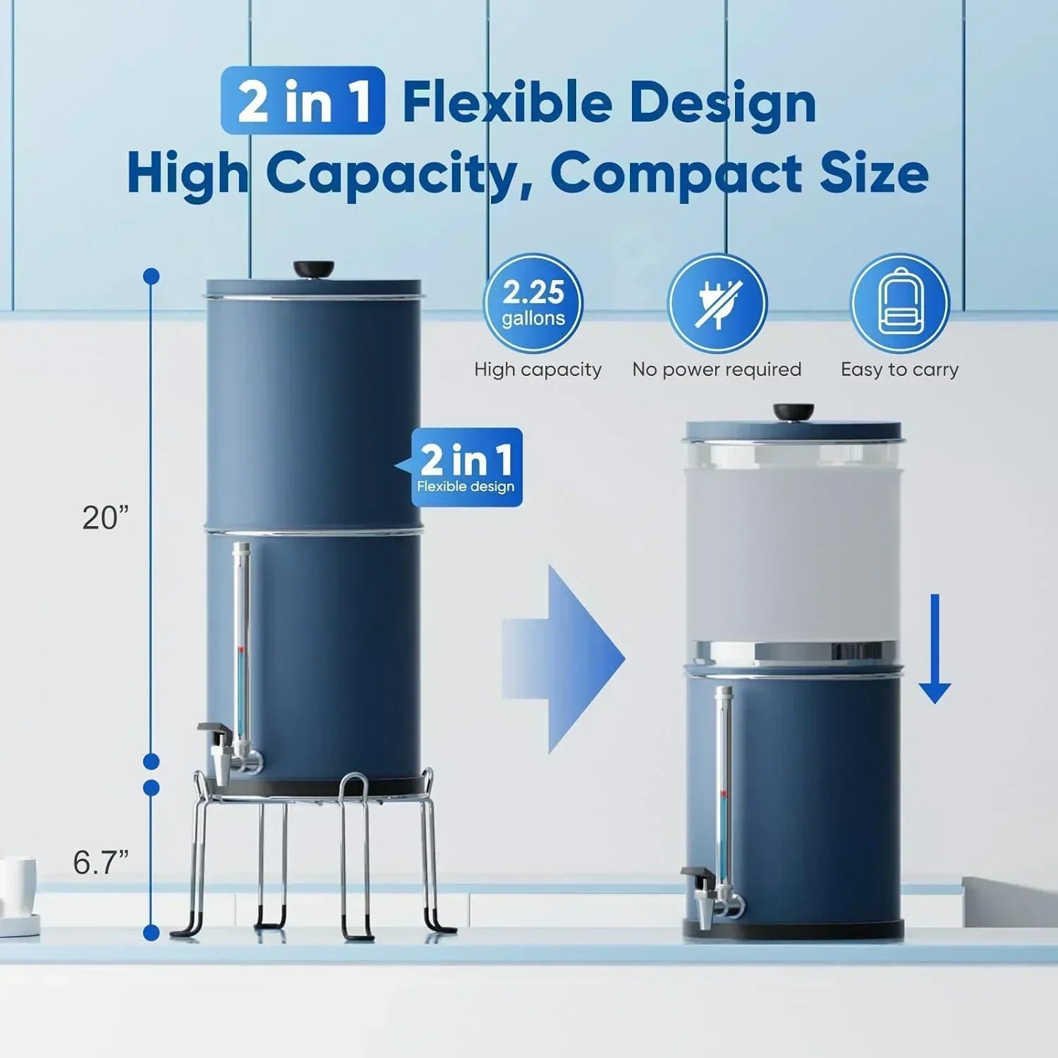 Purewell three-stage 0.01��m ultrafiltration gravity water filtration system 304