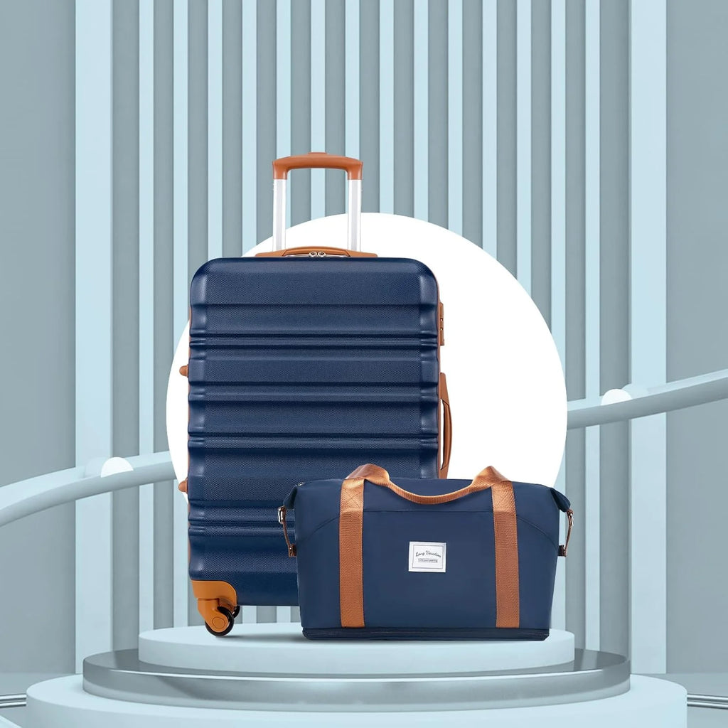 LONG VACATION 6 Piece Luggage Set Carry on Suitcase with ABS+PC hardshell, Spinner Wheels & YKK Zipper TSA Lock