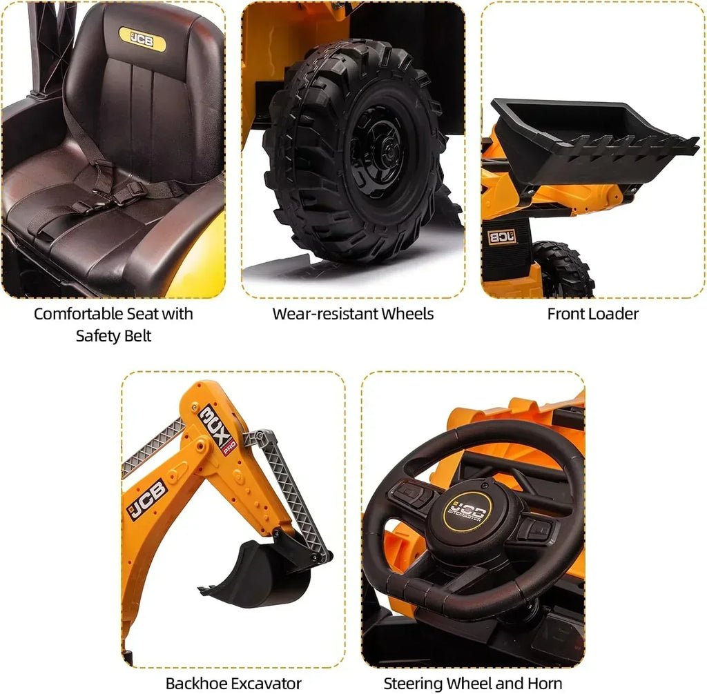 12V JCB Ride On Excavator Ride on Toys for Kids 4-8 Electric Car for Kids with Tractor